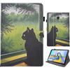 Bemoloon PU Tablet Cover per Samsung Galaxy Tab A 10.5 2018 T590/T595 - Colori Vibranti & Design alla Moda, Anti-Graffio, Sblocco/Standby Automatico, Malancholy Cat