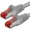 1aTTack.de Cat6 SFTP Cavo di rete 1x 0,5m RJ45 LAN Ethernet grigio | Cat6 S/FTP PIMF, doppia schermatura, 250 MHz, senza alogeni, fino a 1 Gbit/s; RJ45 per router, switch, modem, PC e pannello