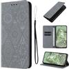 LSPCASA Protettiva Case Per Google Pixel 8A 5G 6.1 Pollici Pelle Artificiale Cover Pixel 8A Con Slot Per Schede Cover Google Pixel 8A Funzione Supporto Custodia Grigio