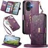 MOJIA Portafoglio Custodia per TCL NxtPaper 70 Pro, Flip Cover in Pelle con Tracolla a Tracolla, Scomparto a Cerniera e Funzioni Multifunzione. Purple