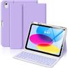 MoKo Custodia con Tastiera per iPad (A16) 11a/10a Gen 2025/2022, Lilla | per iPad 11 Pollici 2025, iPad 10,9 Pollici 2022 con Supporto per Matita, Tastiera Bluetooth Staccabile Multi-Angolo