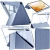 A-BEAUTY Custodia Compatibile con Samsung Galaxy Tab S8 Plus 2022 / S7 FE 2021 / S7 Plus 2020 12.4 Pollici, Cover Trasparente Antiurto, Supporto Trifold 6 in 1 a Forma di Y, Lavanda