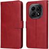 YUXING Cover per Xiaomi Redmi Note 15 5G/Poco M8 5G, Custodia a Libro | Pelle, Portafoglio, Blocco RFID, Porta Carte e Tasca Contanti, Chiusura Magnetica, Supporto, Antiurto-Rosso