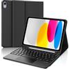 FOGARI Custodia con Tastiera per iPad (A16) 11/10 Generazione (2025/2022) 11/10.9 | Tastiera sottile Bluetooth rimovibile magnetica con trackpad e custodia morbida in TPU per ufficio/studio/scrittura, nero