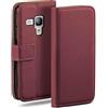 moex Custodia a Portafoglio per Samsung Galaxy S3 Mini, Custodia per Cellulare con Tasca per schede e Carte Credito, Protezione a 360°, in Pelle vegana, Maroon-Red