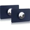 WALLFID AirTag Portafoglio 2 pezzi in pelle titolare per Apple AirTags, per uomo donna portafogli per evitare perdite, sottile anti-smarrimento portafoglio card Tracker., Blu-2 pezzi., Minimalista