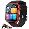 PEIKVOUL Smartwatch Anziani 4G con SOS, Rilevamento Cadute e Localizzazione GPS, Videochiamata, Chiamata Bidirezionale, IP67, Orologio Salvavita per Persone Anziane, Carta SIM Richiesta (Rosso)