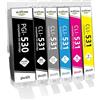 WYFYINK 530 531 XXL Multipack Cartucce per PGI-530 CLI-531 Cartucce | PGI-530 CLI-531 Compatibile per TS8750 TS8751 Cartucce per stampante PGI530 CLI531 (Pacco da 6)