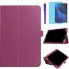R.SHENGTE Custodia per Samsung Galaxy Tab E 9,6 2015 (SM-T560 T561 T565 SM-T567V), in pelle sottile, pieghevole, con supporto, custodia protettiva completa, con pennino capacitivo, pellicola protettiva (viola)