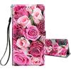 HopMore Cover a Libro per Oppo A72 / Oppo A52 / A92 in Pelle con Silicone Morbido Custodie Portafoglio Disegni Custodia Antiurto 360 Gradi Accessori Leather Flip Case - Rosa Rosa