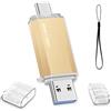 finewish Chiavetta USB C 64 GB, Tipo C Pen Drive 64GB USB 3.0 64GB 2-in-1 OTG USB Memoria Stick per PC, Tablet, Laptop, Smartphone con Tipo C, etc (Oro)