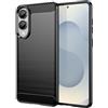 WJXEXRS Cover per Samsung Galaxy S25 Edge 5G, Custodia Spazzolata e Fibra di Carbonio Morbido Silicone TPU Slim Fit, Antiurto, Antigraffio, Antiscivolo, Protezione Cover Samsung Galaxy S25 Edge -Nero