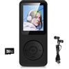 Taichaeu Lettore MP3 Bluetooth 5.3 da 32 GB con schermo a colori TFT da 1,8, cuffie, musica HiFi, altoparlante, radio FM, e-book, registrazione, fino a 128 GB, nero
