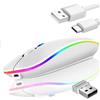GADIRIA Mouse wireless Bluetooth ricaricabile 2,4 GHz Dual - Mouse da gaming silenzioso per PC e laptop - Mouse wireless per computer gamer - Compatibile con Windows/Mac (bianco)
