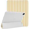 Lovmooful per iPad Pro 12.9 6-3 Gen Custodia Carino Strisce-Giallo | Portapenne Carino,Striped Design,per Ragazze Donne,TPU morbido Tripla Piega Supporto Cover,Antiurto AntiGraffio Protezione