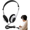 Gammaeon Stabile auricolare retrò, cablato argento, design vintage, compatibile con PC, smartphone e tablet per scuola e biblioteca