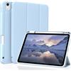 Figair Custodia per iPad Air 11 Pollici M4/M3/M2 e iPad Air 5ª/4ª generazione | retro in TPU morbido, ultrasottile e leggera, Smart Cover con auto sleep/wake e portapencil, Blu Cielo