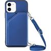 Paekear PekaTech Custodia con Collana per iPhone 12 Mini con Cordino e Porta Carte, Cover Portafogli di Pelle PU [Antiurto] [AntiGraffio] [Antiscivolo] con Cordino Case con Laccio Tracolla, Blu