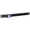 Equip REGLETA ALIMENTACION ALUMINIO Rack 19 1U 6 Tomas Tipo SHUCKO Euro con MAGNETOTERMICO Cable 1.8M