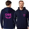 TCD Felpa Unisex OSS Operatore Socio Sanitario con Zip e Cappuccio colore blu scuro - Personalizzata con stampa Fronte/Retro