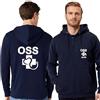 TCD Felpa Unisex OSS Operatore Socio Sanitario con Zip e Cappuccio colore blu scuro - Personalizzata con stampa Fronte/Retro