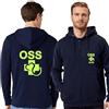 TCD Felpa Unisex OSS Operatore Socio Sanitario con Zip e Cappuccio colore blu scuro - Personalizzata con stampa Fronte/Retro