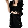 MAOAEAD Scialle triangolare da donna, elegante sciarpa pashmina in misto lana con frangia, caldo scialle invernale da donna, elegante sciarpa top per autunno e uso quotidiano