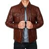 LP-FACON Giacca in pelle marrone vintage da motociclista da uomo | giacca vintage cafe racer