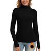 WOWENY Maglione termico da donna, a collo alto, con foro per il pollice, a maniche lunghe, elegante, per inverno e autunno