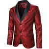 Duohropke Giacca da uomo con paillette, oro glitterato, slim fit, da sposa, a maniche lunghe, da uomo, per matrimoni e feste