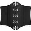 BlackButterfly Cintura Corsetto Donna Gotica 20 cm Elastica | 5 Ganci Argentati con Borchie, Pannello Frontale Sintetico, Fianchi e Dietro Stretch, Silhouette a Clessidra, Taglie S-XL