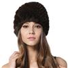 KAISHIN Cappelli di Pelliccia di Visone Invernale per Donna Cappelli di Vera Pelliccia a Maglia con Fodera a Maglia