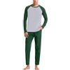 WAZHAKU Pigiama da uomo, lungo, in cotone, estivo, a maniche lunghe, con pantaloni da sonno, pigiama, traspirante, unisex, leggero, set da 2 pezzi, pigiama per il tempo libero