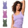 FOCENZA Canotta Donna Spalla Larga in Microfibra | 3 Pezzi | Vari Colori | Abbigliamento Intimo Donna | Morbido e Confortevole | Senza Cuciture | Made in Italy