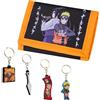 NARUTO Portafoglio Bambini e Portachiavi Anime - 6 Portachiavi Bambini Gadget Regalo da Collezione