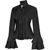 COSDREAMER Camicia da donna vintage vittoriana medievale gotico pirata top stand collare camicia