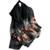 LumiSyne Sciarpa Di Seta Di Gelso Foulard Chiffon Donna Delicato Ricamo Di Rosa Tulle Trasparente Leggero Morbido Sciarpa Lunga Scialle Di Protezione Solare Stole Primavera Autunno