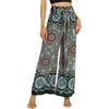 Nuofengkudu Petite Pantaloni Larghi Bohemien Stampa Estate Vita Alta Rayon Leggero Motivi Hippy Chic Palazzo Viaggi Spiaggia Taglia Piccola