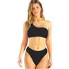 TOEECY Costume da Bagno Donna Due Pezzi Una Spalla Bikini Set Reggiseno con Fondo Pantaloncini da Bagno Vita Alta Sexy Push up Costumi da Mare Beachwear Swimwear