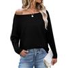 Elesomo Maglione da donna con scollo a barca, a maniche lunghe, a pipistrello, senza spalle