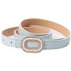 Porbbow Cintura da donna in finta pelle per jeans, abiti, pantaloni, cintura in vita con strass e fibbia in perle finte