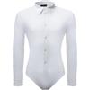 Ready4Dance Camicia Body Chicago Slim Fit Uomo per Ballo da sala e Danza Standard e Latino Americano, Maniche Lunghe, Collo Rigido con Stecche, Tessuto Tecnico Traspirante, Bianco e Nero