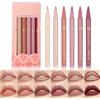XINYUNXIN 6PCS rossetto liquido e lip liner, 2 in 1 Nude Matte Lip Liner per ritocchi e riempimenti, colore intenso a lunga durata, non appiccicoso, set di make-up per donne (B)