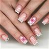 MouyouGlow Unghie finte corte e quadrate, a pois bianchi, francesi 3D, floreali, trasparenti, nude, rosa, con motivo a pois bianchi, unghie finte naturali rosa estive