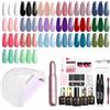 ROSALIND Kit Semipermanente Unghie con 48W UV LED Lampada Fresa per Unghie | 20+4 Pezzi Kit Unghie Gel Completo, Kit Smalto Semipermanente Completo Bianco Nero Viola Rosso Blu Verde Mini Colori Regalo