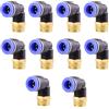ANGEEK set da 10 pezzi, 10 mm - 3/8, raccordi pneumatici a gomito a 90° con filettatura maschio PT, adatti per il collegamento rapido di tubi flessibili, accessori compressori d'aria