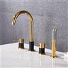 XJTNLB Rubinetto Doccia Bagno Rubinetteria Bordo Vasca 4 Fori, Miscelatore Vasca da Bagno con Doccetta Nero+Oro