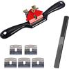 Allazone 7 Pz Pialla per Bordi Regolabile Manualmente Spokeshave Regolabile con 5 Lame di Ricambio, Lima per Legno per La Piallatura e La Rifilatura Degli Strumenti per La Lavorazione Del Legno