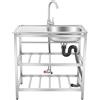 Goddlgjik Lavello autoportante in acciaio inox 360°caldo e freddo Rubinetto | mobile, 75 x 40 x 78 cm, per garage campeggio ristorante cucina esterni