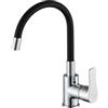 MP-SHOP IT Miscelatore Monocomando Lavello Cucina | Rubinetto con Canna Flessibile Orientabile Nera | Molla in Silicone e Ottone | Leva Laterale Cromata | Design Moderno Salvaspazio | Installazione Facile